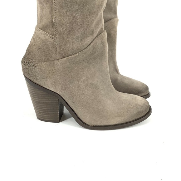 Free People Pull On Taupe Leather Heeled Boots 6.5 - Picture 4 of 8